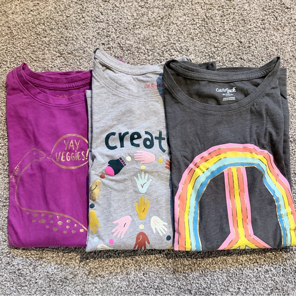 Cat & Jack Peace Sign Graphic Tee - Charcoal with Rainbow